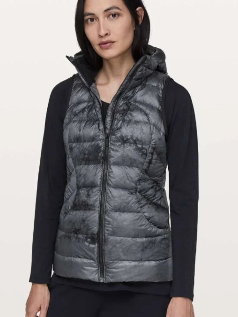Lululemon Women's Black Diamond Dye Pack It Down Puffer Vest Size 6
